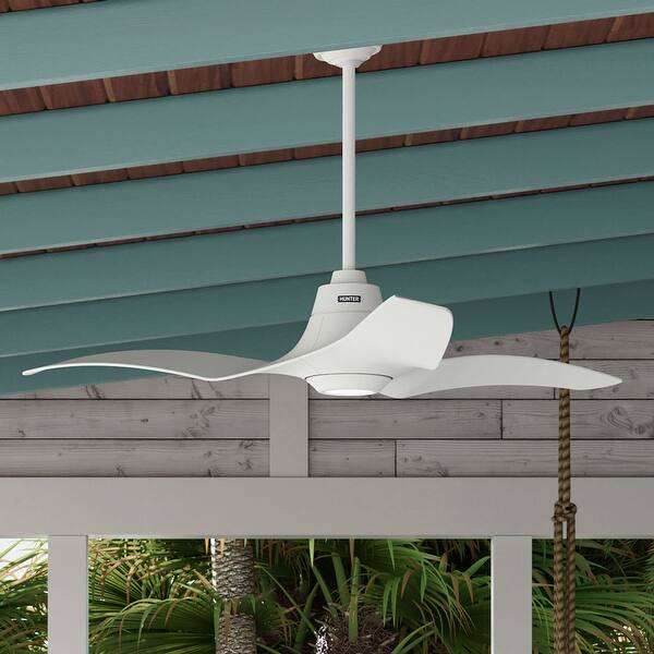 slide 2 of 20, Hunter Arwen 60" ENERGY STAR Outdoor Ceiling Fan with LED Light and Handheld Remote - Damp Rated! Matte White