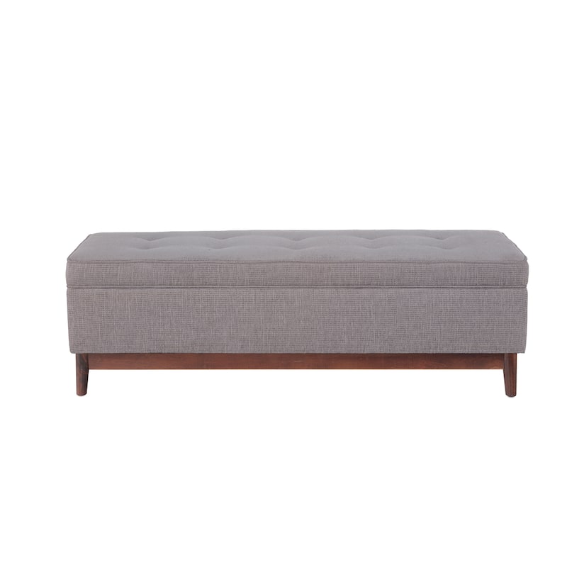 Brooke Transitional Wood Trim Tufted Storage Ottoman