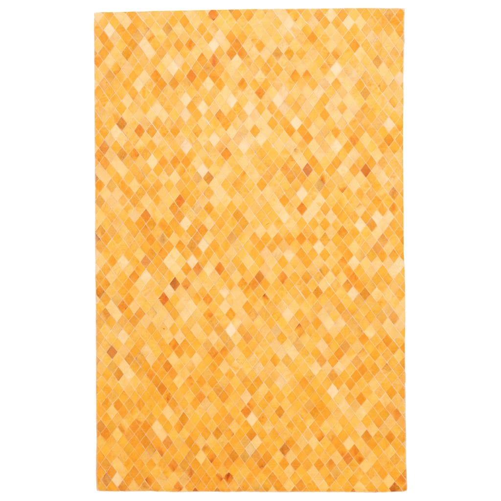 ECARPETGALLERY Handmade Cowhide Patchwork Orange Leather Rug - 5'1 x 8'0