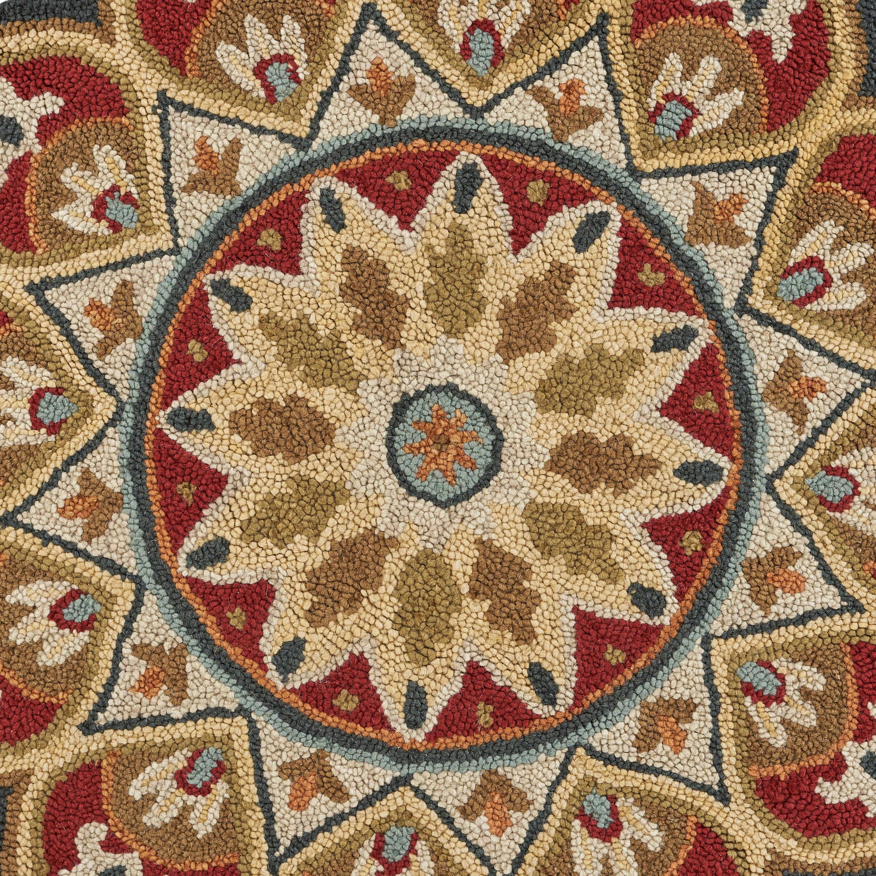 Sevita Red Sunflower Area Rug - 6'0" Round - 6'0" Round - On Sale - Bed