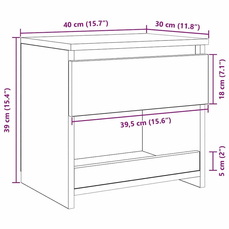 vidaXL Bedside Cabinet Engineered wood