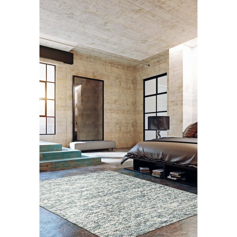 ECARPETGALLERY Braid weave Sienna Teal Wool Rug - 5'0 x 6'11