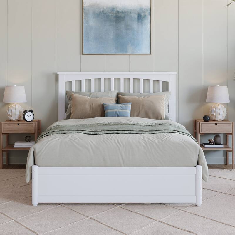 Everett Platform Bed with Panel Footboard and Twin Trundle