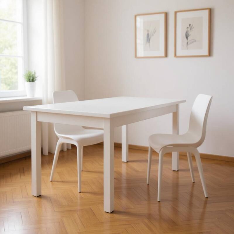 HomeRoots 48" White Solid Wood Dining Table - 48.00 in. x 30.00 in. x 27.00 in. - White - 48.00 in. x 30.00 in.  x 27.00 in.
