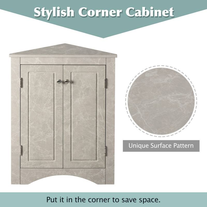 Bathroom Storage Cabinet with Adjustable Shelves, Triangle Bathroom Storage Cabinet, Freestanding Floor Cabinet