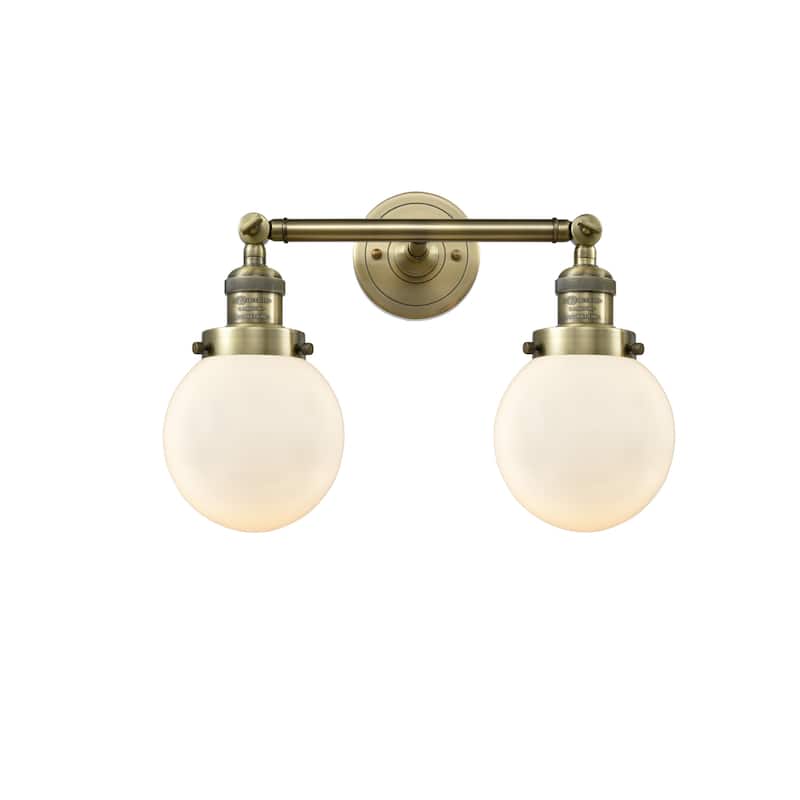 Innovations Lighting Beacon 2 Light 17" Wide Bathroom Vanity Light - Antique Brass / Matte White