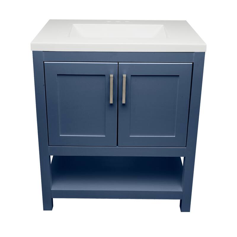 Taos 31" Bathroom Vanity with Cultured Marble Vanity Top Sink in White with White Basin