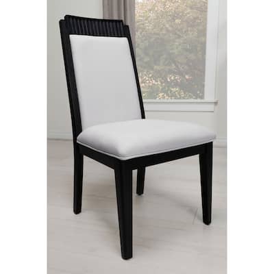 Mason Ivory and Black Solid Back Dining Side Chair (Set of 2)