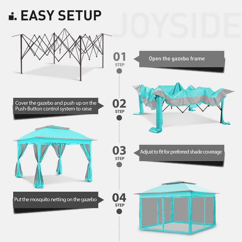Cozywor 11 ft. x 11 ft. Steel Pop-Up Gazebo with Mosquito Netting