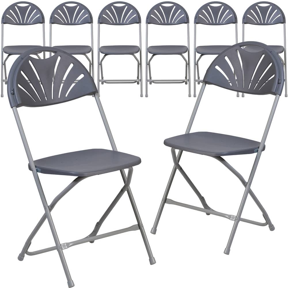 8 Pack 650 lb. Capacity Plastic Fan Back Folding Chair