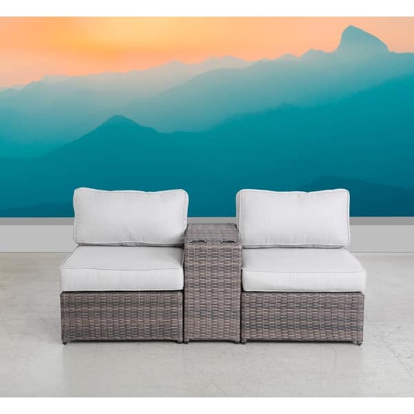 LSI Wicker/Rattan 2 Person Seating Group with Cushions Bed Bath