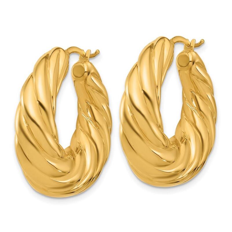 Curata Solid 18k Yellow Gold Italian 32mm Scalloped Puffed Hoop Earrings
