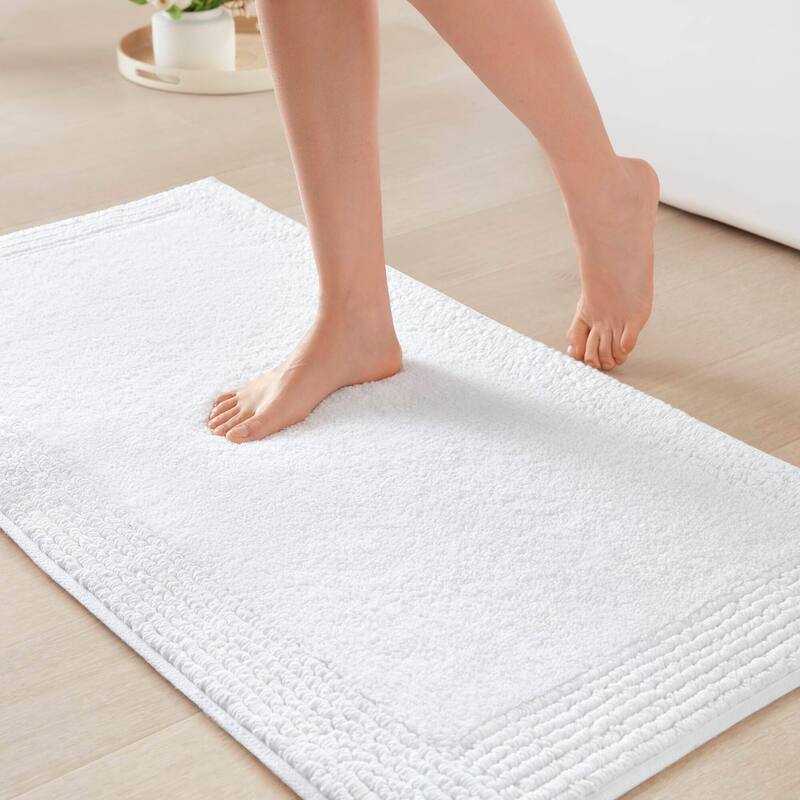 1 PCS 17x24" Cotton Tufted 3000 GSM Reversible Bath Rug White