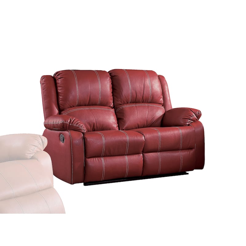 Red Synthetic Leather Motion Loveseat