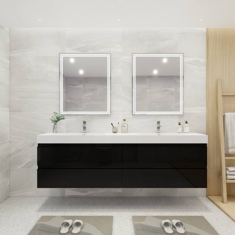 Baillie 84'' Wall-Mounted Vanity with Double Reinforced Acrylic Sink