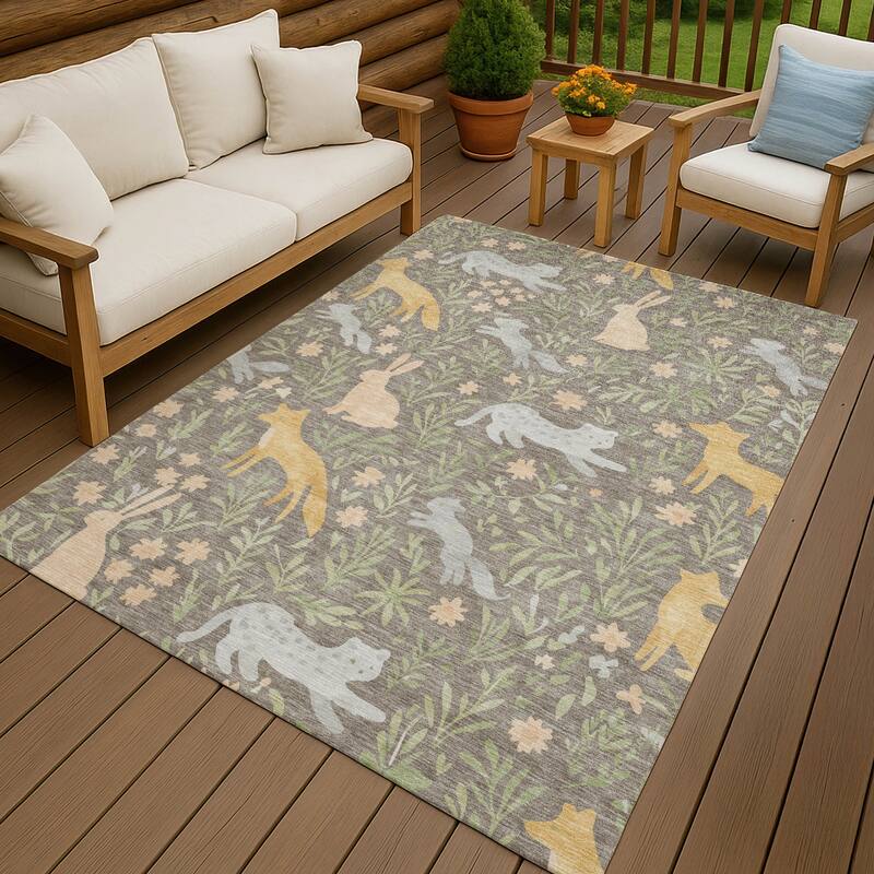 Machine Washable Indoor/ Outdoor Whimsy Foxy Chantille Rug