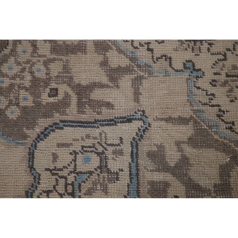 Distressed Tabriz Persian Area Rug Handmade Vintage Wool Carpet - 6'5" x 9'4"