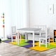 preview thumbnail 12 of 16, 4-Piece Kids Table Set with 2 Wooden Chairs, 1 Storage Bench, Grey