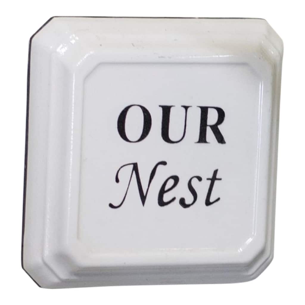 Our Nest Enameled Metal Wall Plaque Black and White