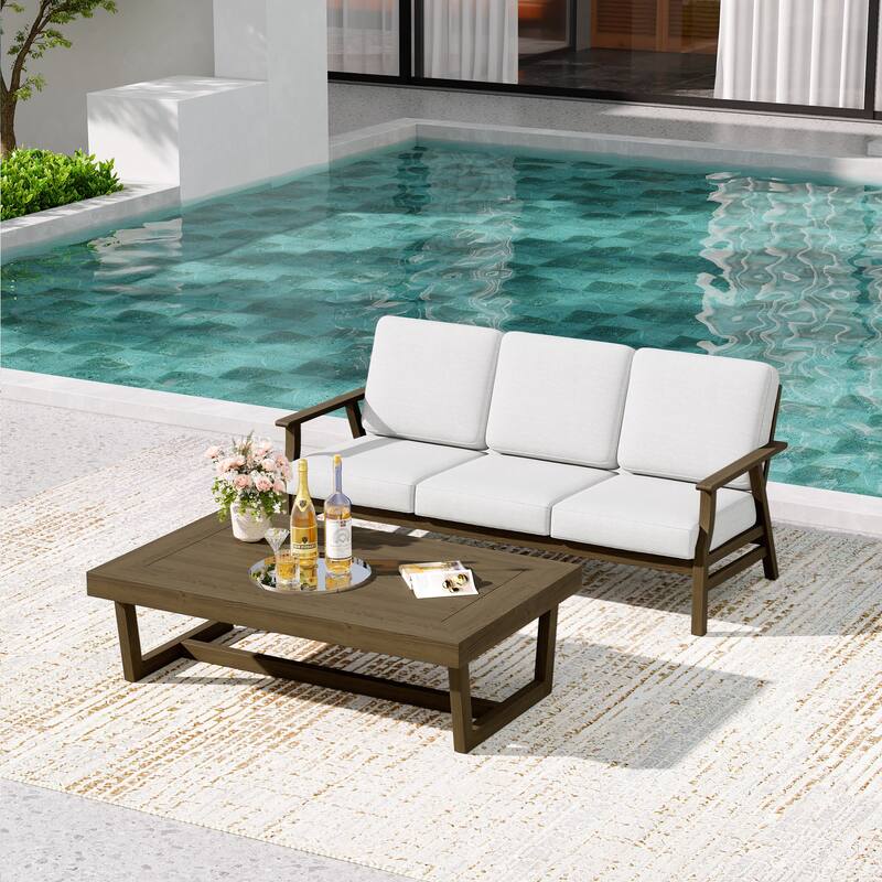 2-Piece Teak Outdoor Sofa Set with Table