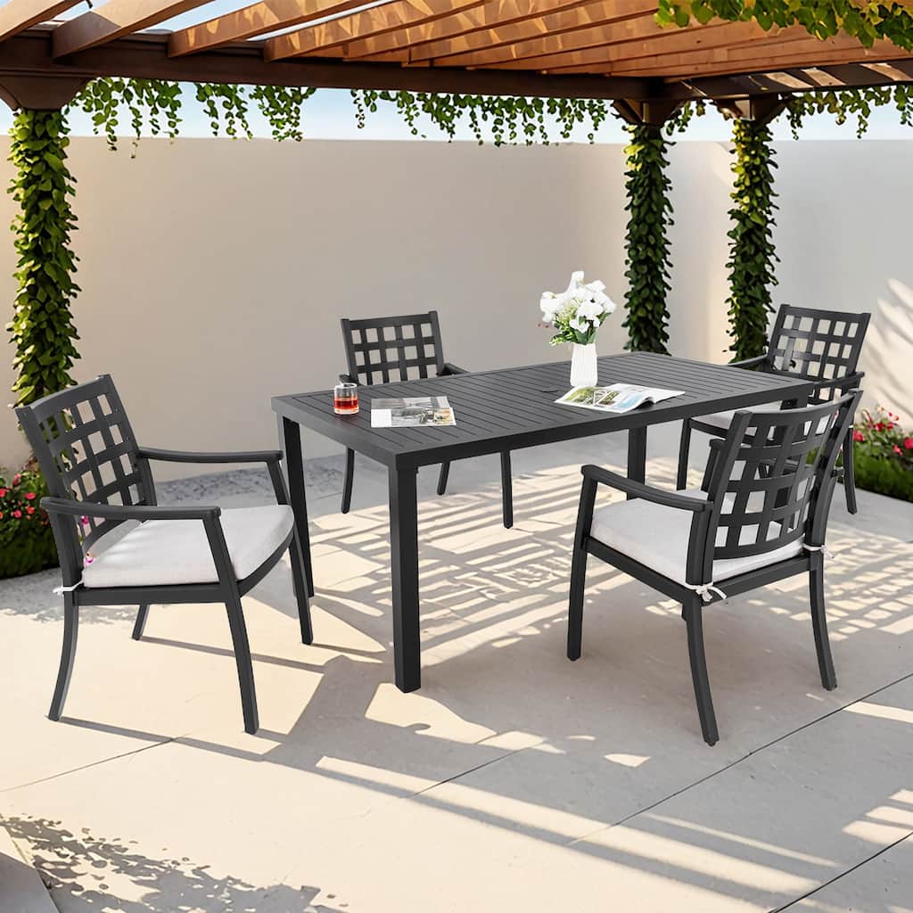 GDFStudio Rawson Modern Classic 5 Piece Outdoor Patio Dining Set with Sunbrella Cushions