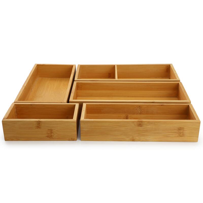 MegaChef 5 Piece Bamboo Storage and Organization Trays