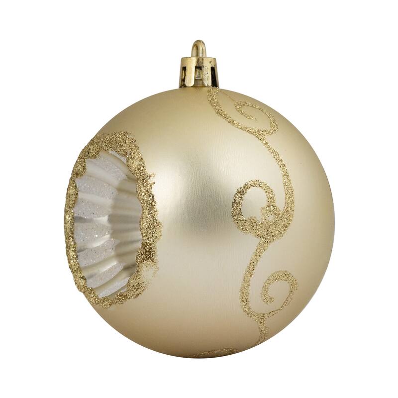 5ct Gold Retro Reflector Shatterproof Christmas Ball Ornaments 3.25"