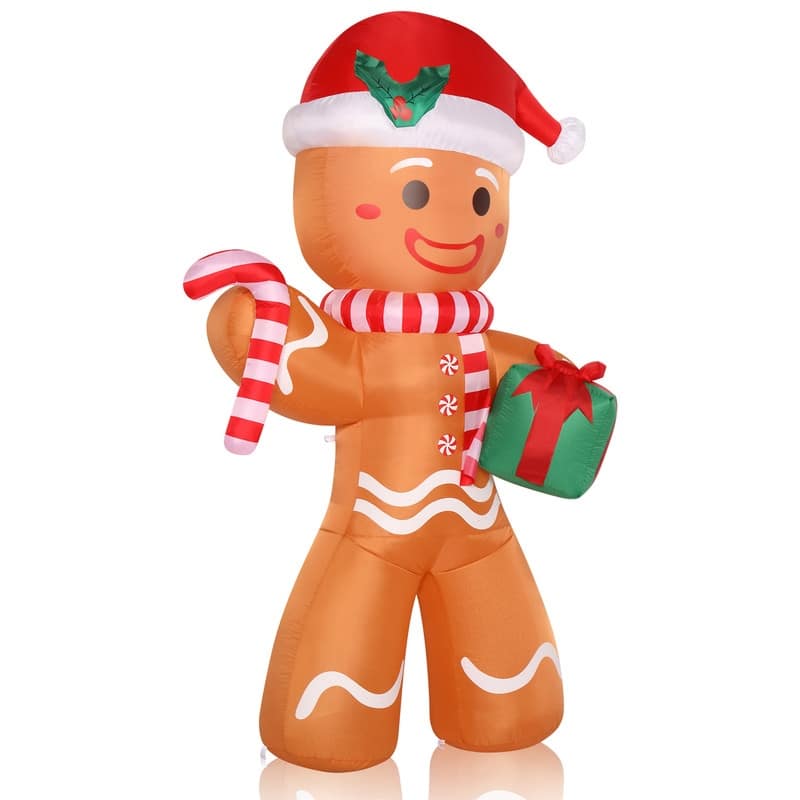 LED Lights Gingerbread Man Holding Gift Garden Gingerbread Man Decoration
