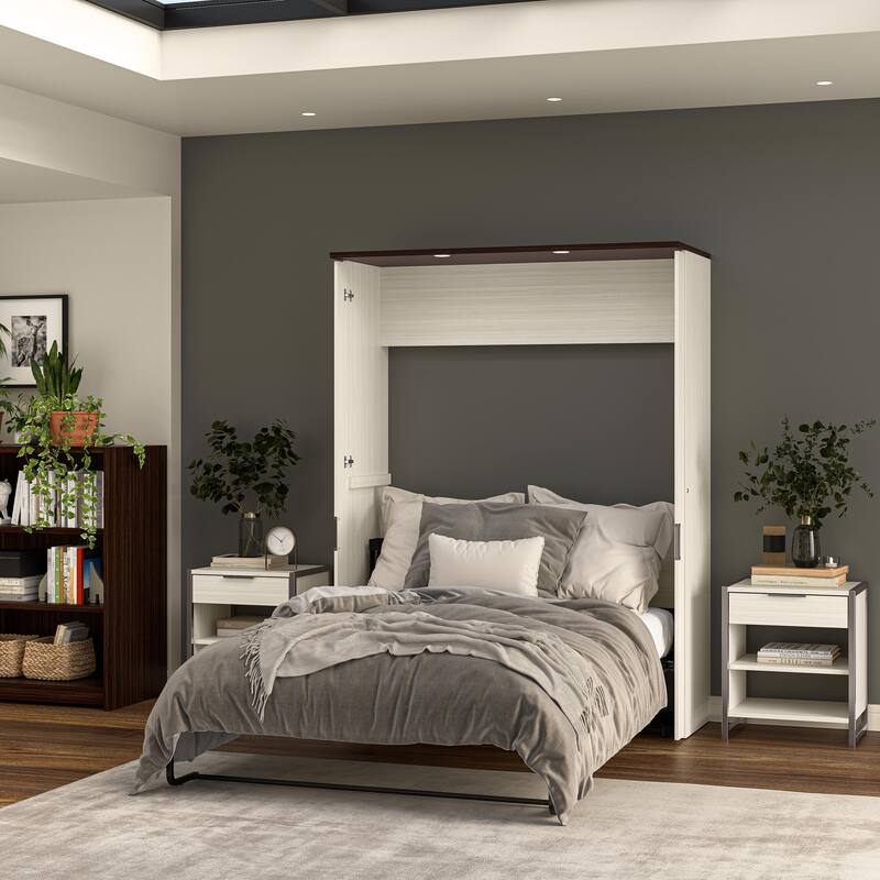 Lumina 61W Full Murphy Bed by Bestar - White Chocolate