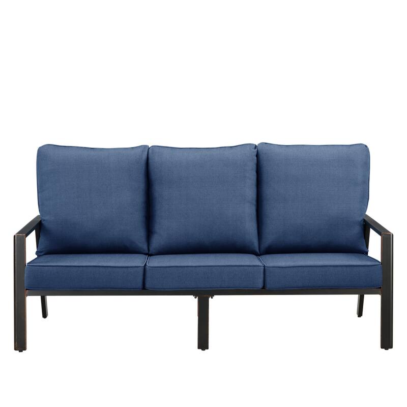 Black Aluminum Deep Seating Deep Seating Sofa with Cushions
