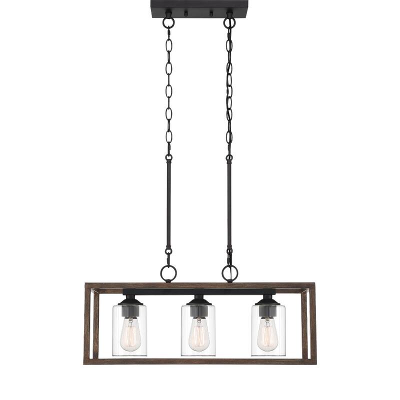 Moulins 3-ight Linear Modern Farmhouse Rectangle Chandelier with UL Certified - 25in