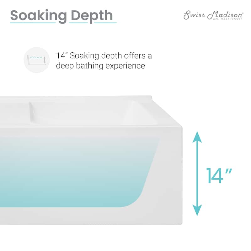 Claire 60" x 32" Left-Hand Drain Drain Alcove Tub with Corner Apron