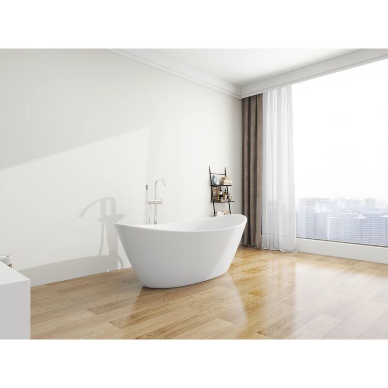 Vanity Art 71" Freestanding Acrylic Soaking Bathtub with Slotted Overflow & Pop-up Drain