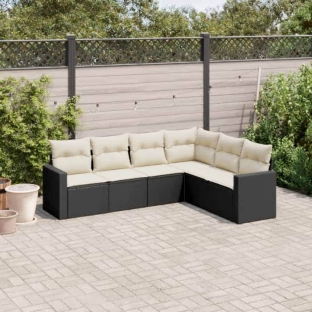 vidaXL Garden Sofa Set Black, Cream White - 24.4 x 25.8 x 27.2