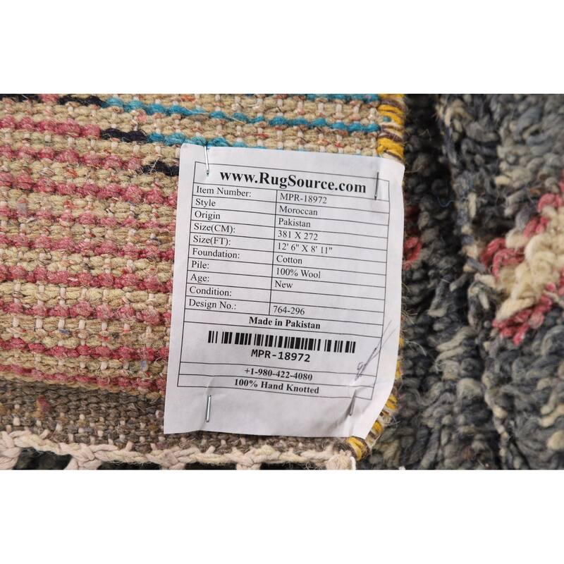 Geometric Plush Moroccan Oriental Area Rug Handmade Wool Carpet - 8'11" x 12'6"