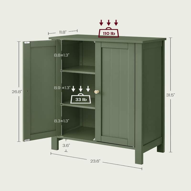 Modern Forest Green Storage Cabinet for Bathroom Adjustable Shelves and Space-Saving Design - 11.8”D x 23.6”W x 31.5”H