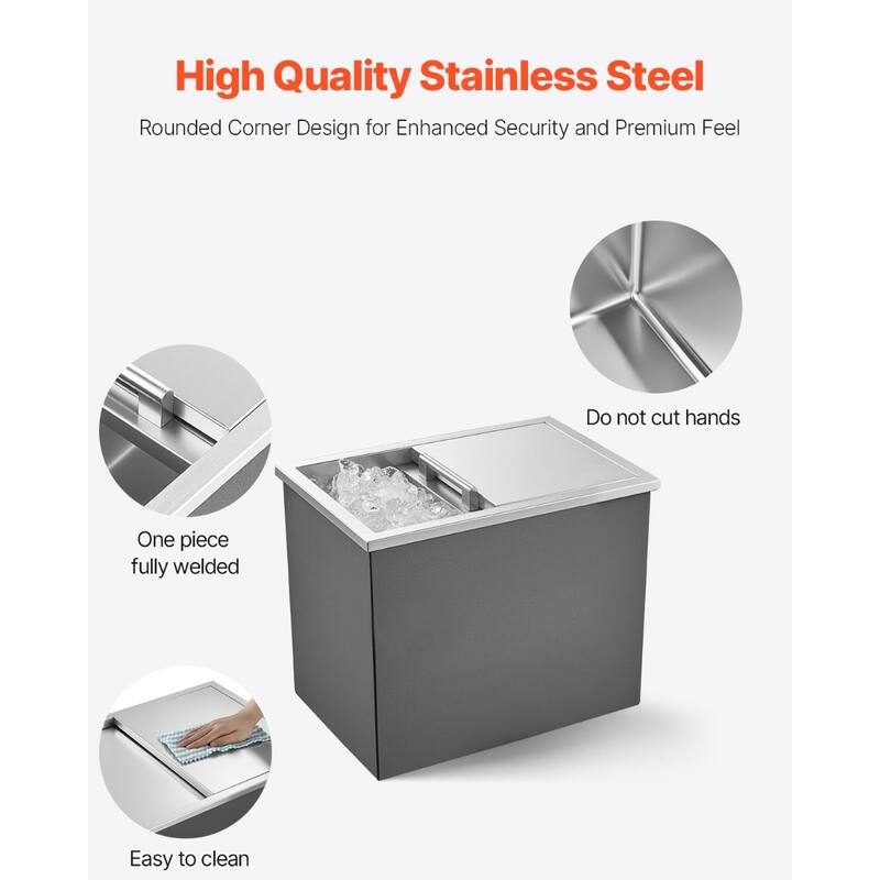 28.6 QT Versatile Ice Bin Cooler with Sliding Lid and Non-Electric Insulation Perfect for Outdoor and Indoor Use