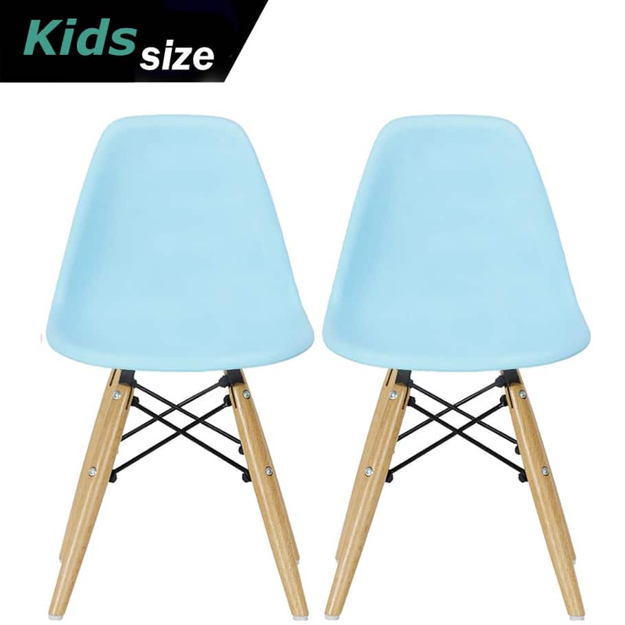 Set of Two Kids Toddler Chair Side Armless Natural Wood Legs Eiffel For Kitchen Desk Work Bedroom Playroom Preschool