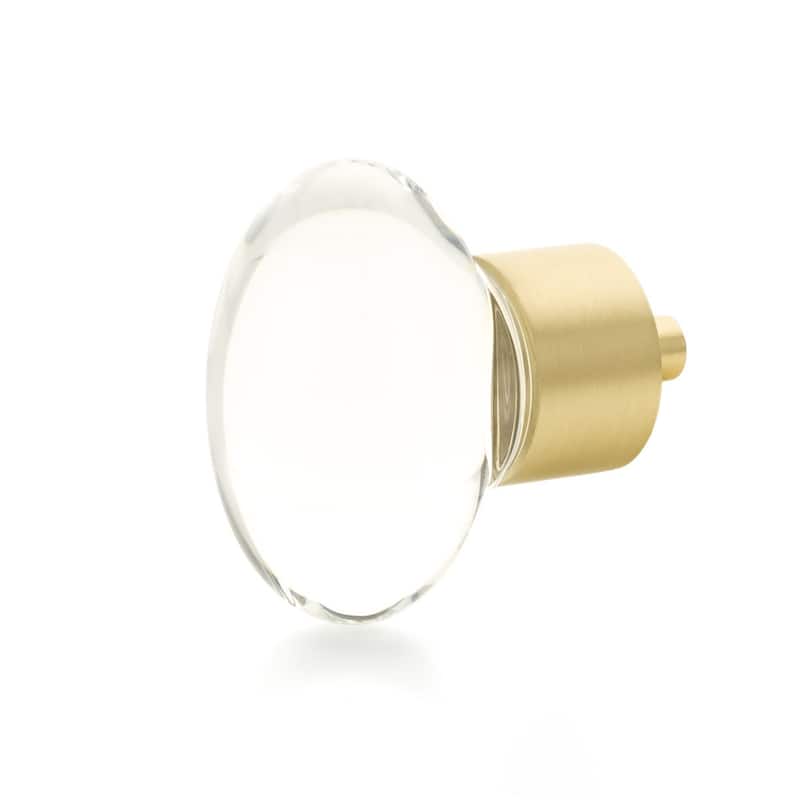 Schaub and Company City Lights 1-3/4" Oval Glass Egg Cabinet Knob with - Satin Brass