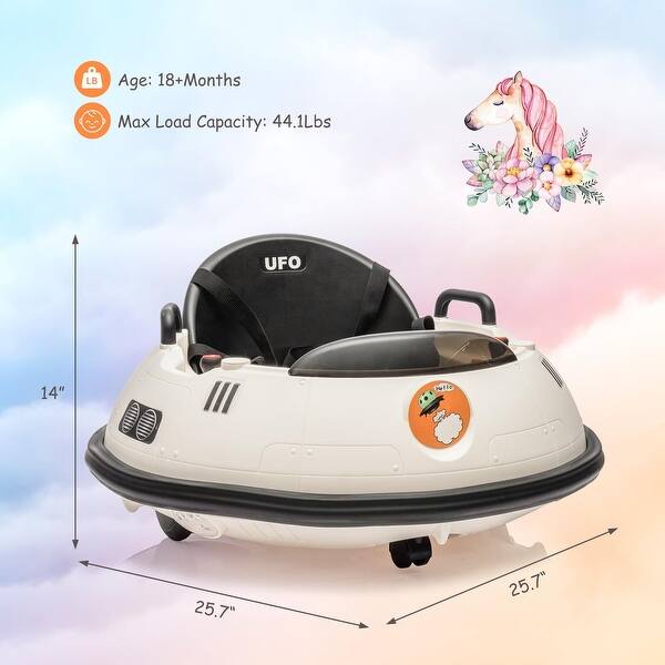 dimension image slide 0 of 3, 12V Kids Ride On Bumper Car with Remote Control 360 Degree Spin