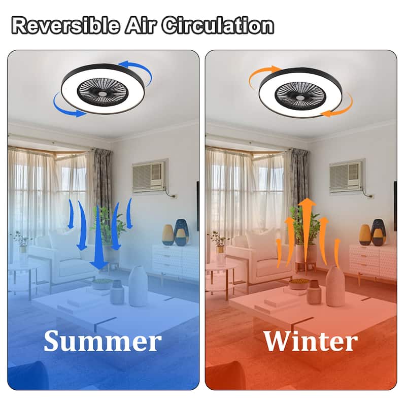 23" Bedroom Fan Light with Remote Control and Reversible DC Motor