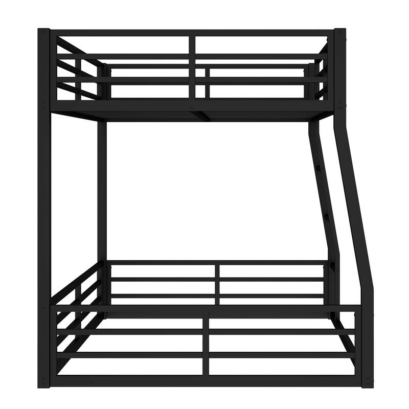 Roomfitters Metal Queen/Full over Queen Bunk Bed, Space-Saving Noise-Reduced Frame, No Box Spring Needed, Black