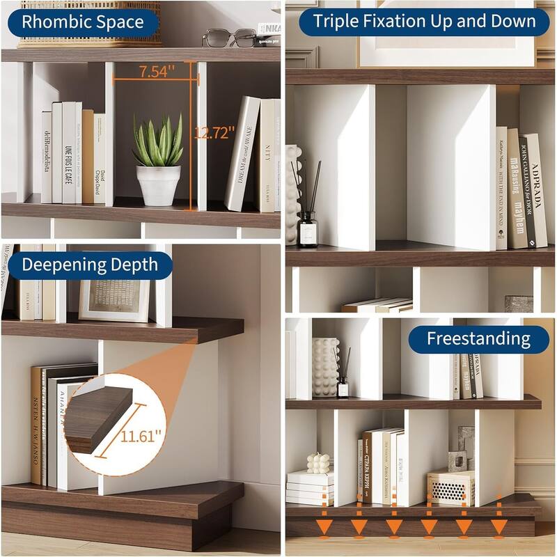 8 Cube Bookcase, Storage Shelf Organizer for Living Room, Bedroom