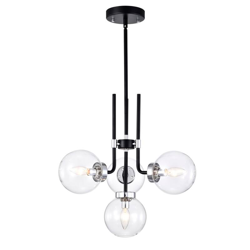 Brigita 47 Inch Modern-Contemporary Style Ceiling Lighted Chendelier Matte Black and Silver Polish 4-Light - N/A