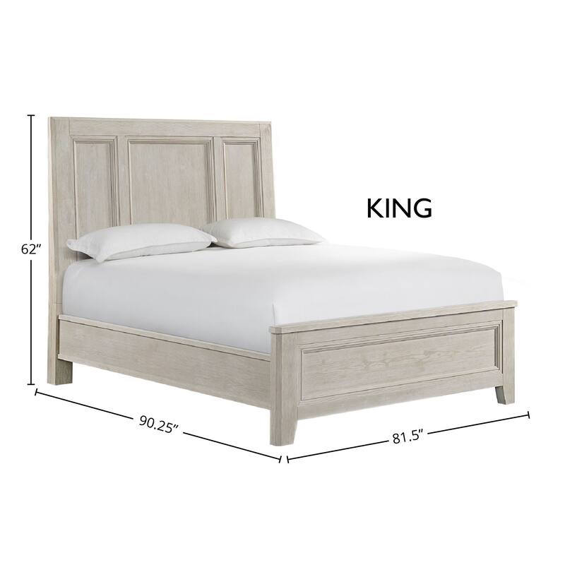 Carlson Solid Wood Panel Bed, Washed Linen, King