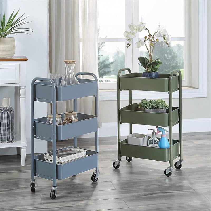 3-Tier Delicate Compact Rolling Metal Storage Organizer - 10.27"D x 15.5"W x 26.8"H