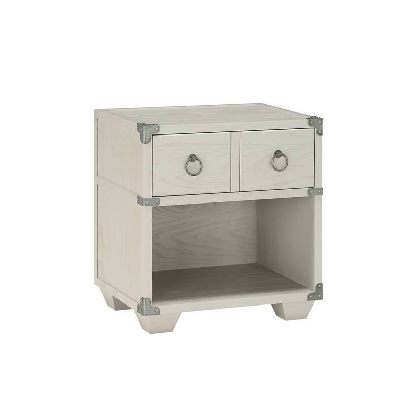 Gray Industrial Nightstand with Smooth Glide Drawer and Metal Braces - Gray