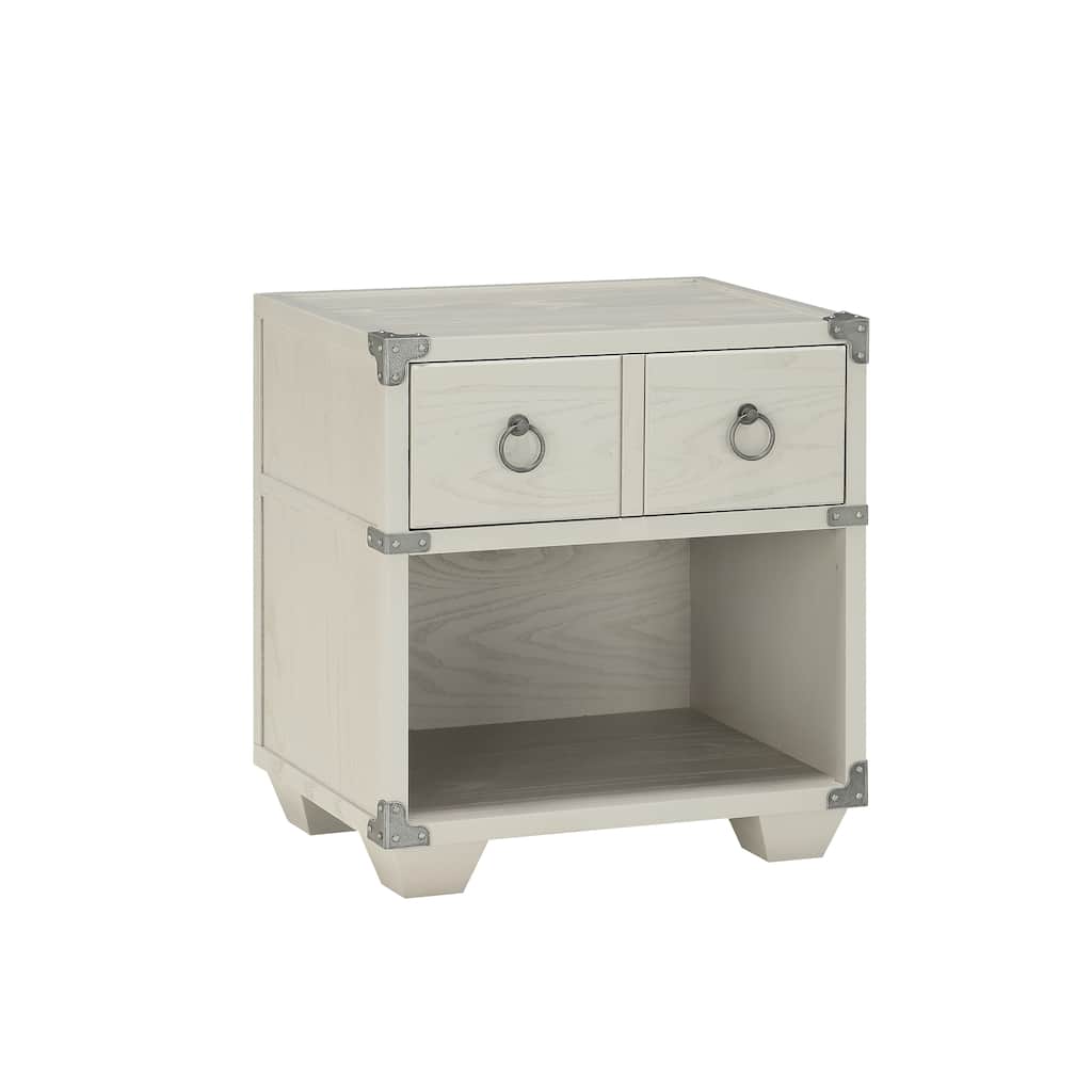 Gray Industrial Nightstand with Smooth Glide Drawer and Metal Braces