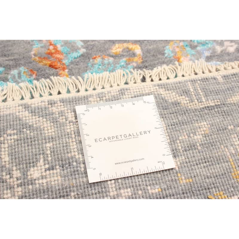 ECARPETGALLERY Hand-knotted Heritage Grey Silk, Wool Rug - 2' 7" x 8'