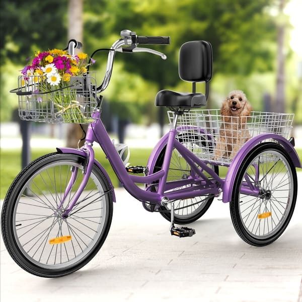 26" Adult Tricycle 3 Wheel Bikes 1 Speed Trike Bike - Bed Bath & Beyond -  38283846